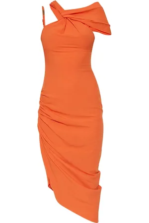 VERSACE Vestido midi con diseño asimétrico
