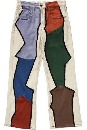 Glass Cypress Jeans Patchwork Semi-Flare "Blue"