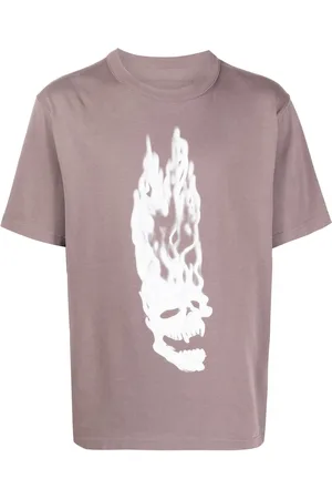 Heron Preston Playera con motivo de calavera en llamas