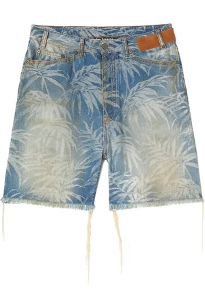 Palm Angels Shorts de mezclilla con hojas estampadas
