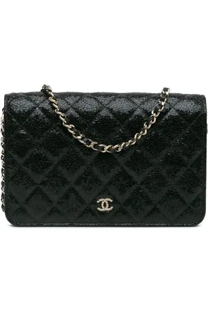 CHANEL Bolsa crossbody Quilted Crackled Patent Calfskin Pearl Wallet On Chain 2017-2018
