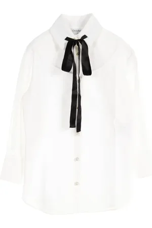 CHANEL Blusa con moño en el cuello 1986-1988