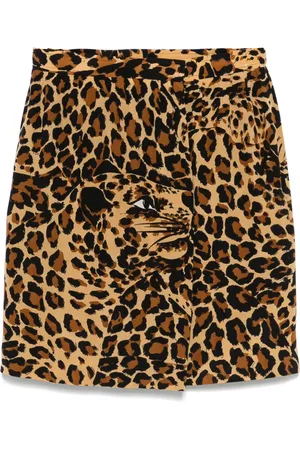 Saint Laurent Falda corta con estampado de leopardo