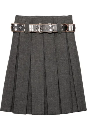 Prada Falda midi plisada con cinturón