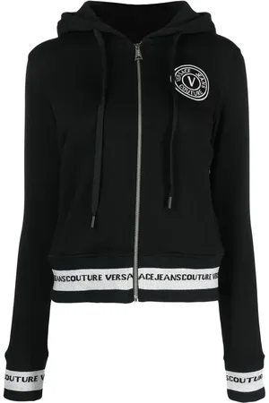 VERSACE Hoodie con logo bordado y cierre
