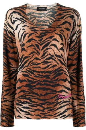 Dsquared2 Suéter tejido con motivo de leopardo