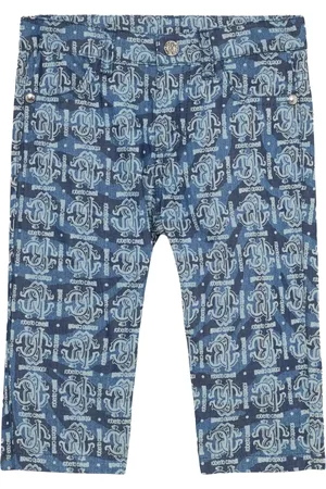 Roberto Cavalli Shorts con monograma en mezclilla