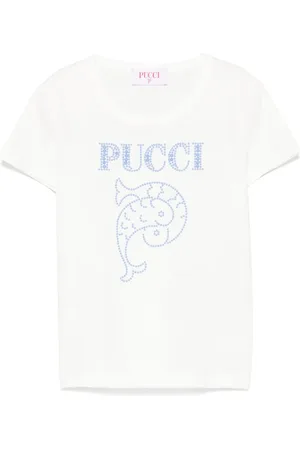 PUCCI Junior Playera con detalle del logo en mostacillas