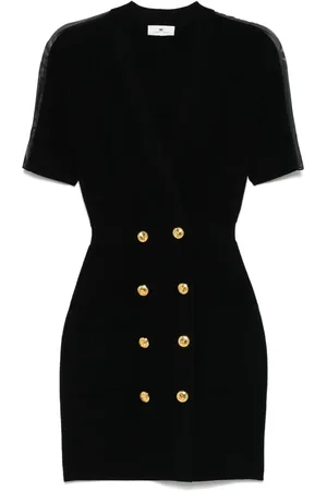 Elisabetta Franchi Vestido corto tejido con panel de tul