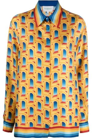 Casablanca Camisa de seda con estampado gráfico