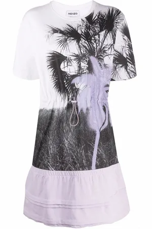 Kenzo Vestido estilo playera con palmeras estampadas