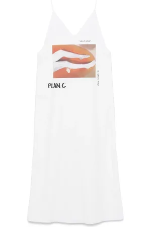 Plan C Vestido largo con estampado gráfico