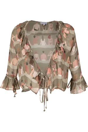 AMIR SLAMA Blusa de seda con nadador estampado