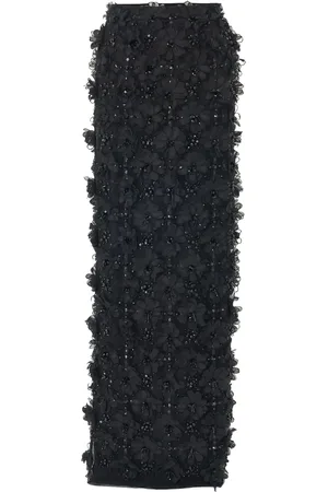 Carolina Herrera Falda estilo columna de tul bordada