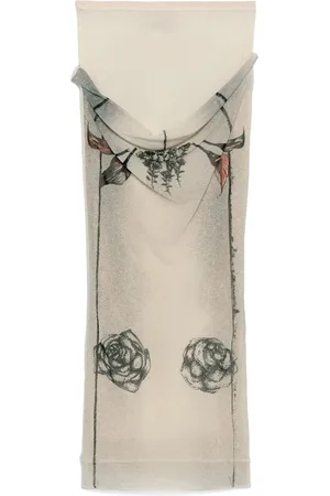 Jean Paul Gaultier Falda midi de malla con estampado de tatuaje