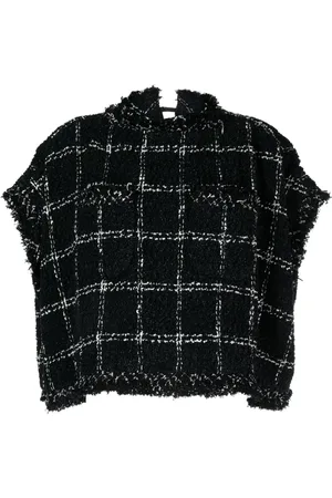 SACAI Top estilo poncho de tweed