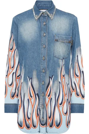 Philipp Plein Camisa de mezclilla Flame Racing