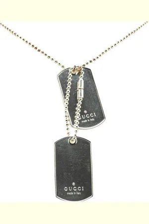 Gucci Collar 20th Century Sterling Silver Double Dog Tag Pendant