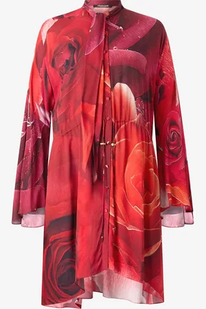 Roberto Cavalli Vestido corto con rosas estampadas