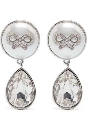 Self-Portrait Aretes con detalles de cristal y moño