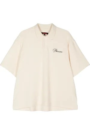 Pleasures Playera tipo polo de tejido rizado con logo bordado