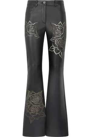 Roberto Cavalli Pantalones acampanados con bordado floral