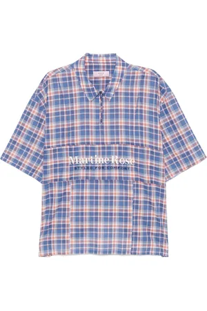 MARTINE ROSE Playera tipo polo con motivo de cuadros