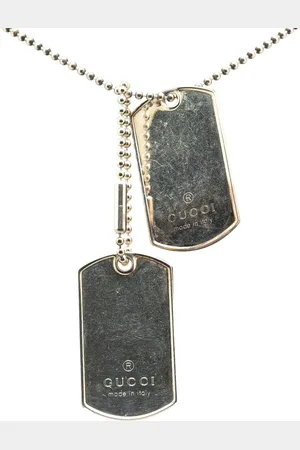 Gucci Collar Sterling Silver Double Dog Tag Pendant Necklace 2000-2024