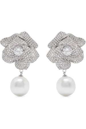 Self-Portrait Aretes con perlas artificiales y detalles de cristal
