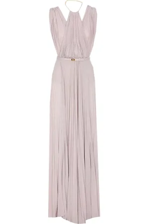 Elisabetta Franchi Vestido largo plisado con cuello halter