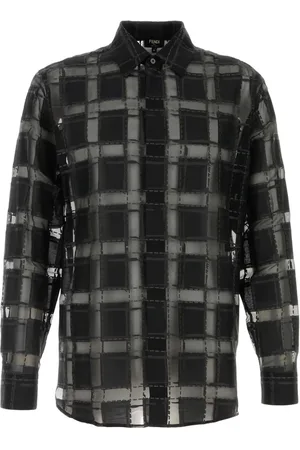 Fendi Camisa de organza con cuadros estampados