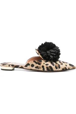 Aquazzura Slippers con motivo de leopardo