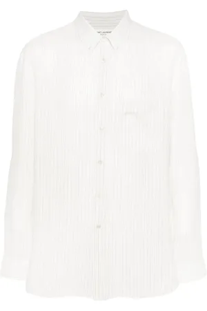 Saint Laurent Camisa con rayas estampadas y logo bordado