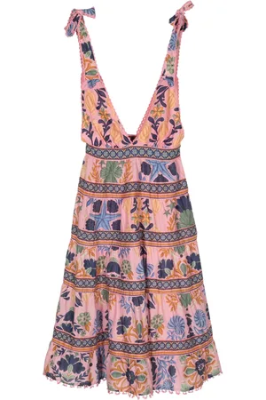 Farm Rio Vestido con estampado Seashell Tapestry
