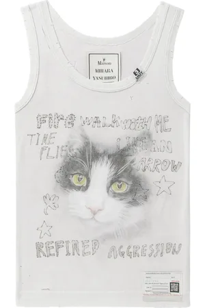 Maison Mihara Yasuhiro Camiseta con gato estampado