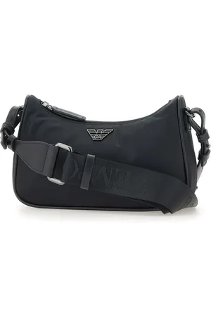 Emporio Armani Mochila tipo mensajero con logo en relieve