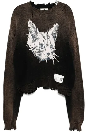 Maison Mihara Yasuhiro Suéter con gato en jacquard