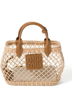 Miu Miu Tote entretejida con aplique del logo