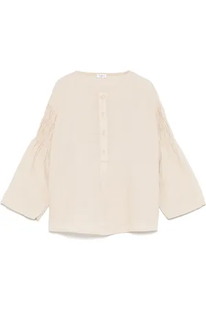 Il gufo Blusa fruncida de lino