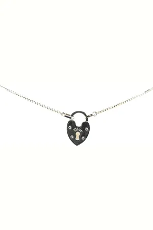 Dior Collar 20th Century Silver Love Heart Lock Pendant Necklace