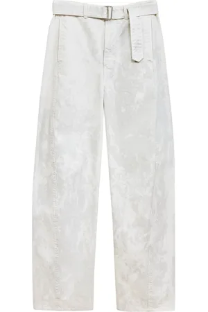 LEMAIRE Pantalones con cinturón y efecto lavado