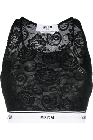 Msgm Top corto con encaje chantilly