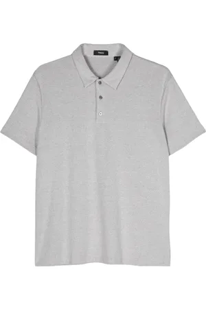 THEORY Playera tipo polo tejida de canalé