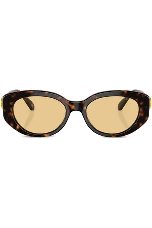 Swarovski Lentes de sol con armazón redonda estilo carey
