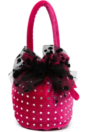 MONNALISA Bolsa bucket de terciopelo con detalles de cristal