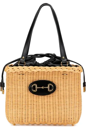 Gucci 2016-present Wicker and Leather 1955 Horsebit Basket Bag tote bag