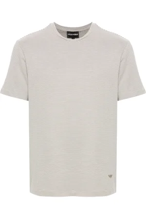 Emporio Armani Playera con logo bordado y motivo de rayas