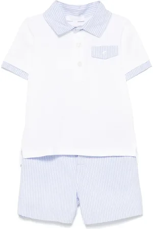 PATACHOU Set de shorts y playera tipo polo con rayas diplomáticas estampadas