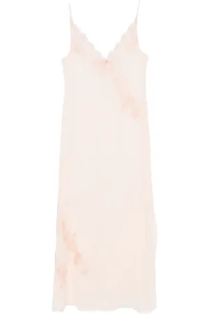CARINE GILSON Vestido de noche de seda con encaje Calais Caudry
