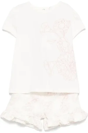 PATACHOU Shorts y playera con bordado floral